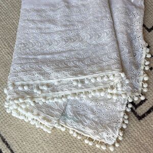 Melissa Obadash Lace Maxi Sarong coverup with Pom Pom Trim